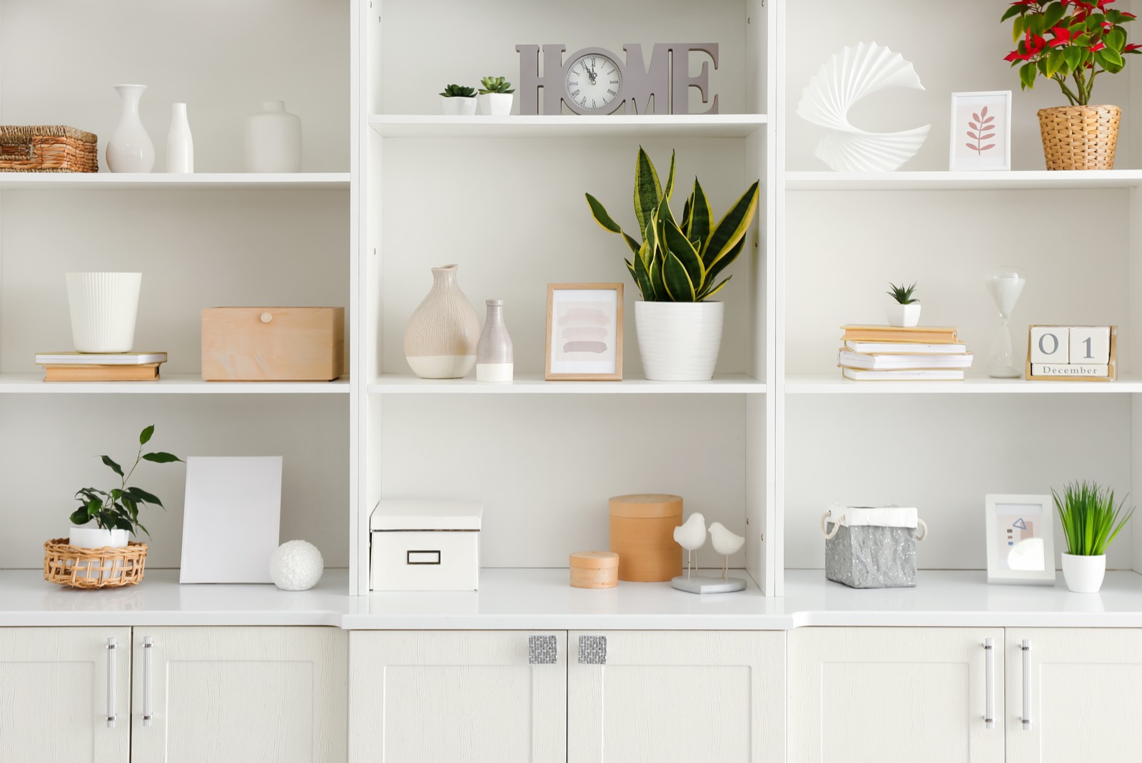 Organized built-in shelving unit